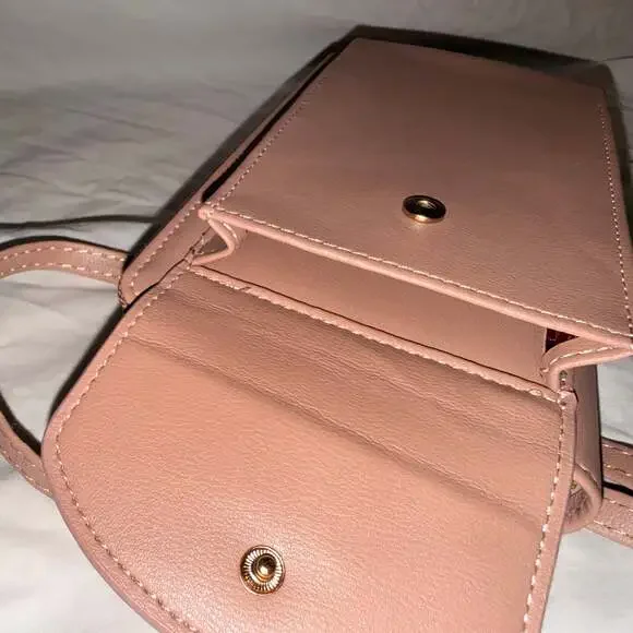 Zip-Around Crossbody Wallet Purses, Mauve & Terracotta Faux Leather - Picture 10 of 10